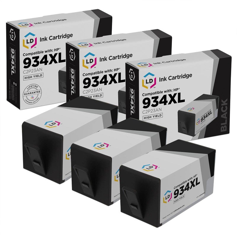LD Products Remanufactured C2P23AN 934XL Replacement for 934XL Ink Cartridges for HP Printers High Yield for Use with OfficeJet 6812 6815 and OfficeJet Pro 6230 6830 6835 (3 Pack, Black) - Image 1